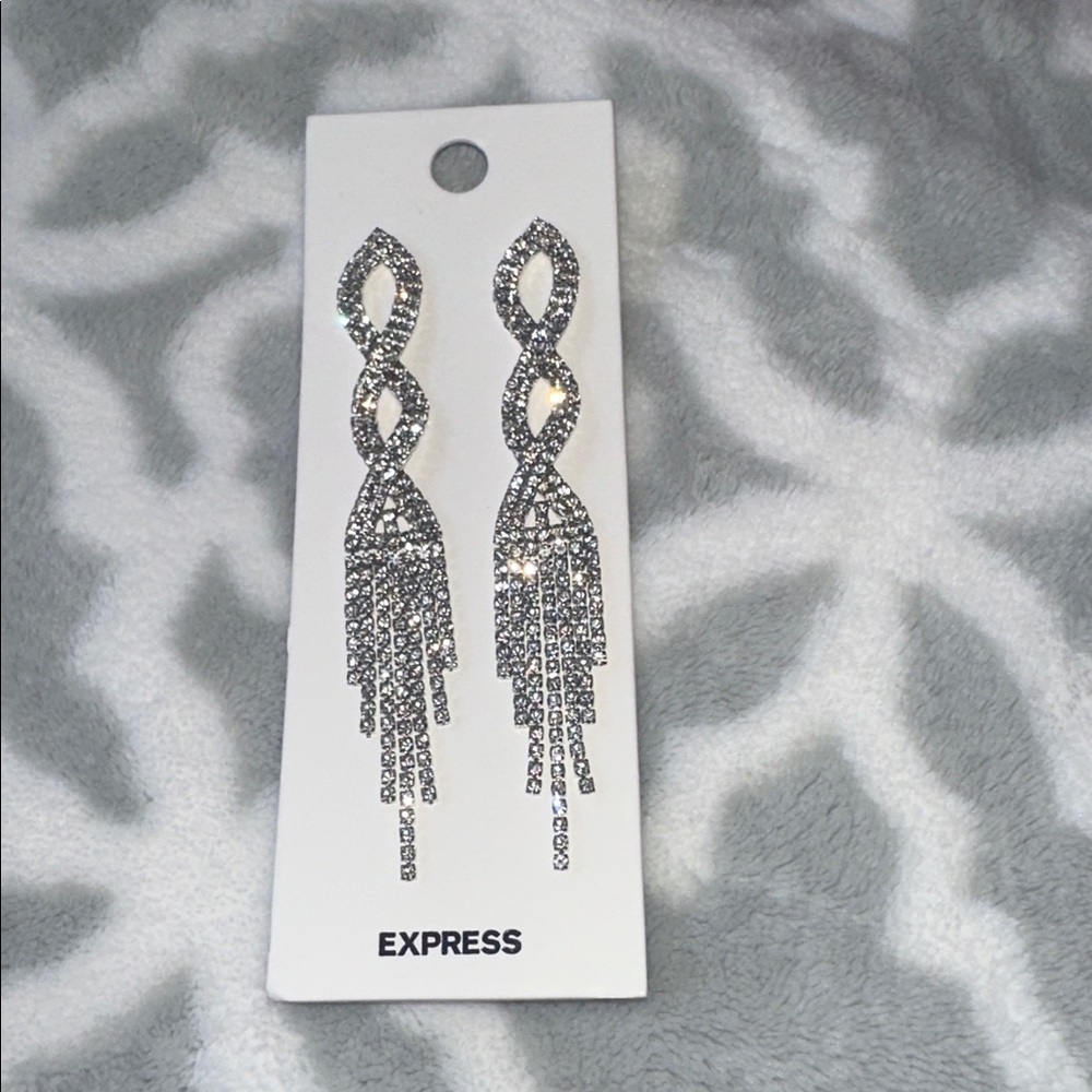 Express Shimmering Silver Tassel Earrings